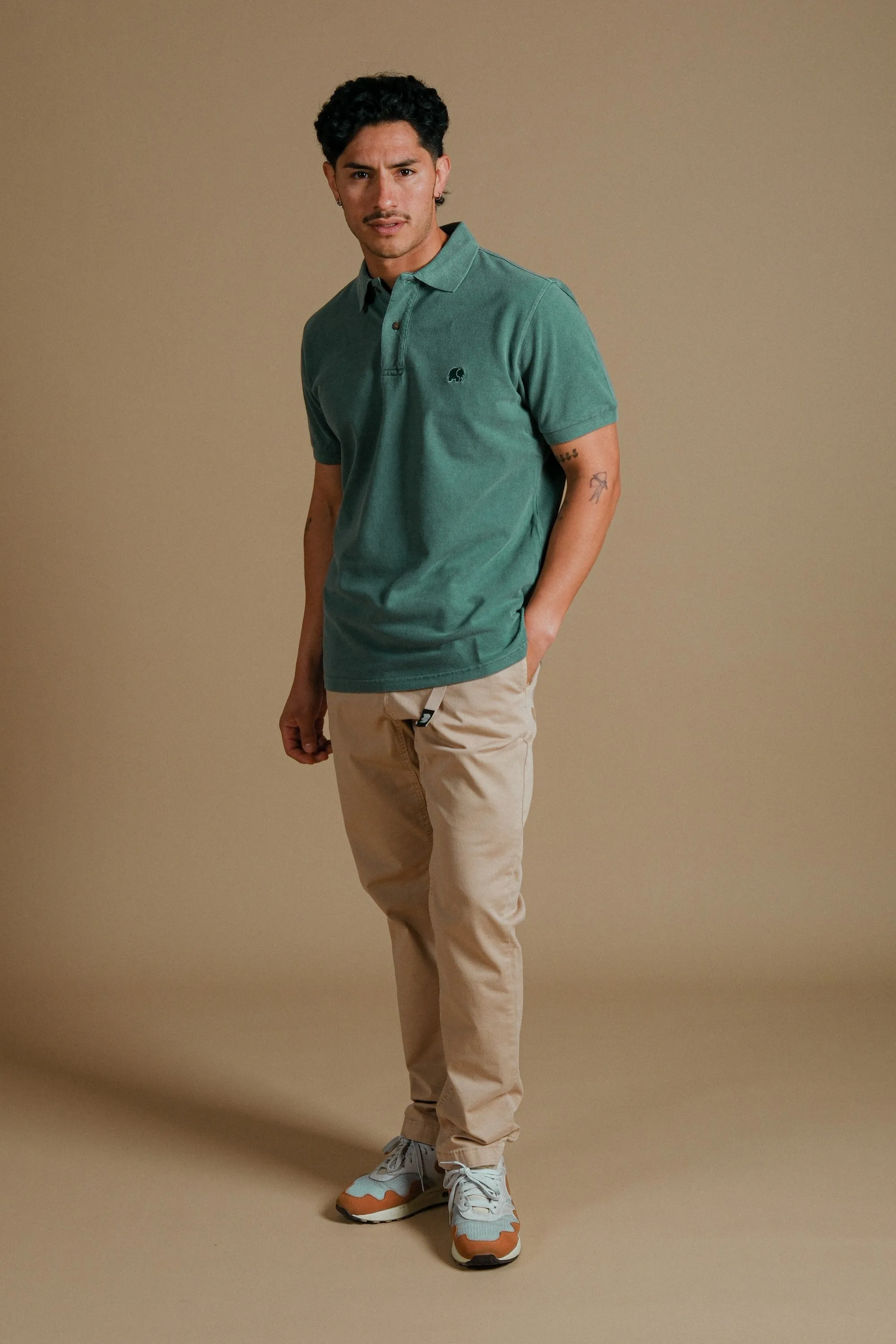 Organic Pigment Dyed Polo Shirt Eden Green