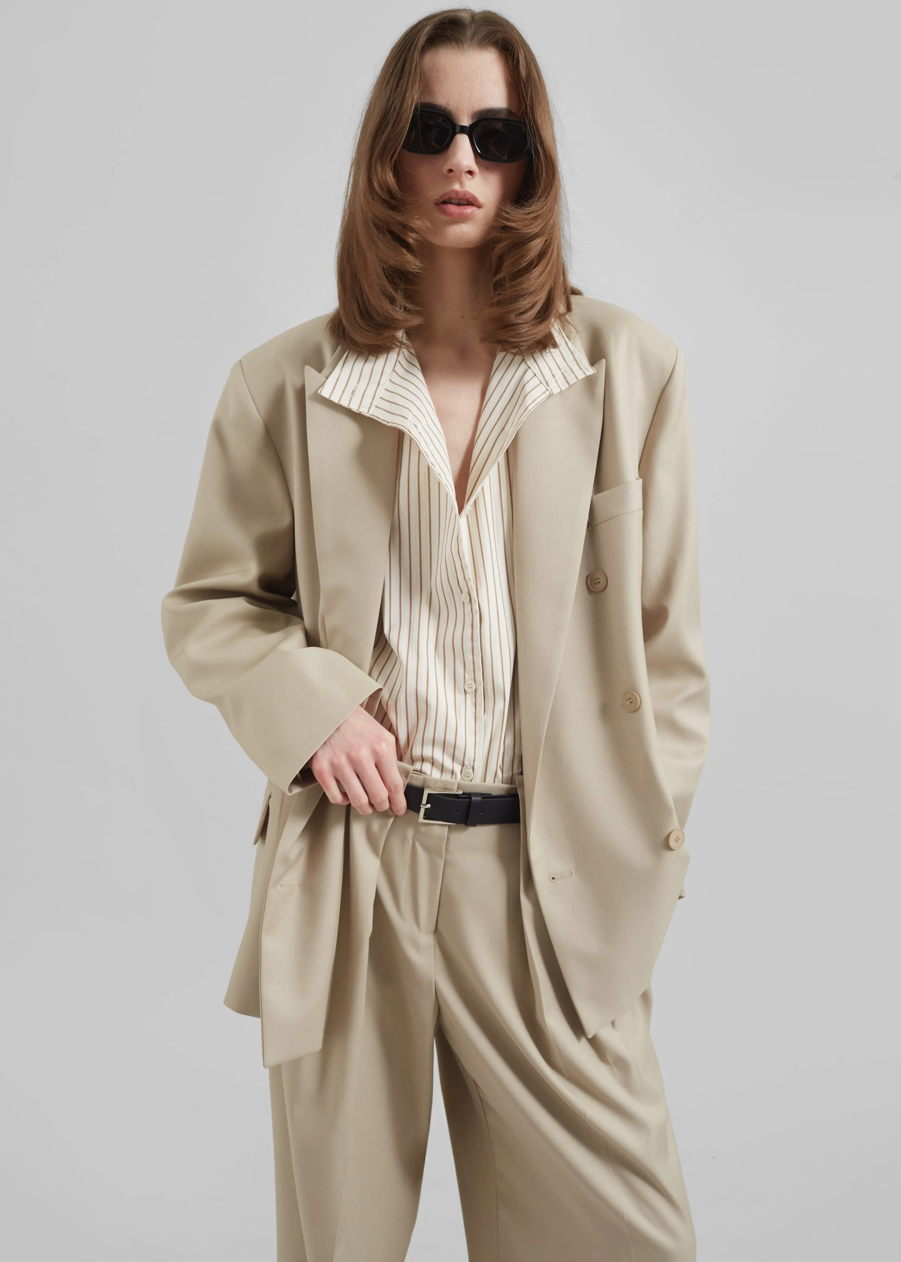 Orsay Boxy Double Breasted Blazer - Beige
