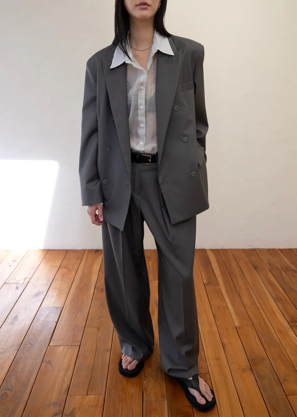 Orsay Boxy Double Breasted Blazer - Dark Grey