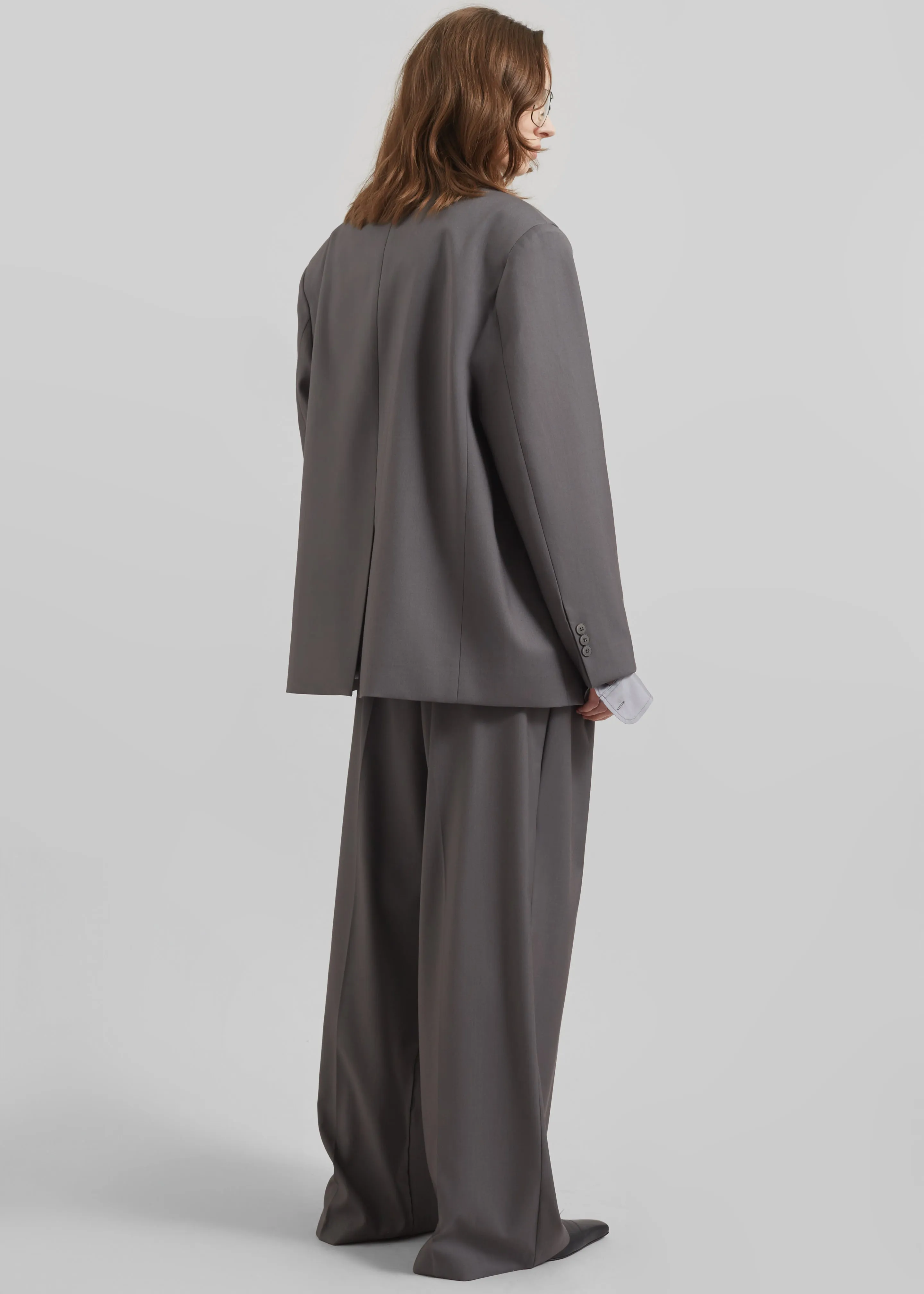 Orsay Boxy Double Breasted Blazer - Dark Grey