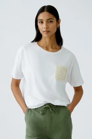 Oui T-shirt with Crochet Pocket