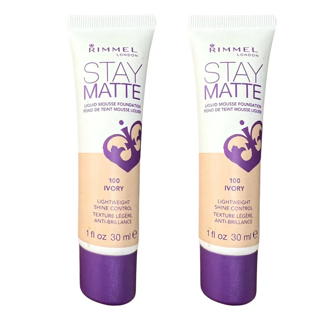 Pack of 2 Rimmel Stay Matte Liquid Mousse Foundation, Ivory 100