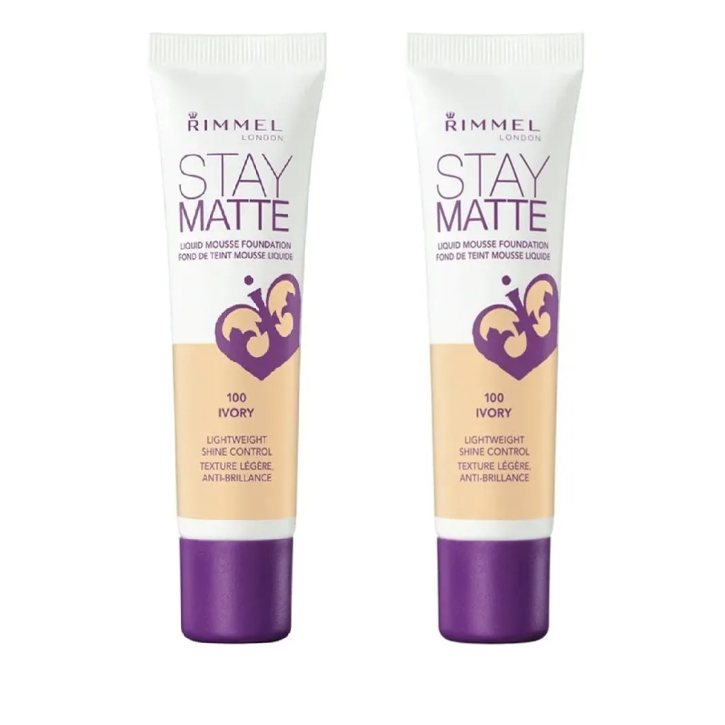 Pack of 2 Rimmel Stay Matte Liquid Mousse Foundation, Ivory 100