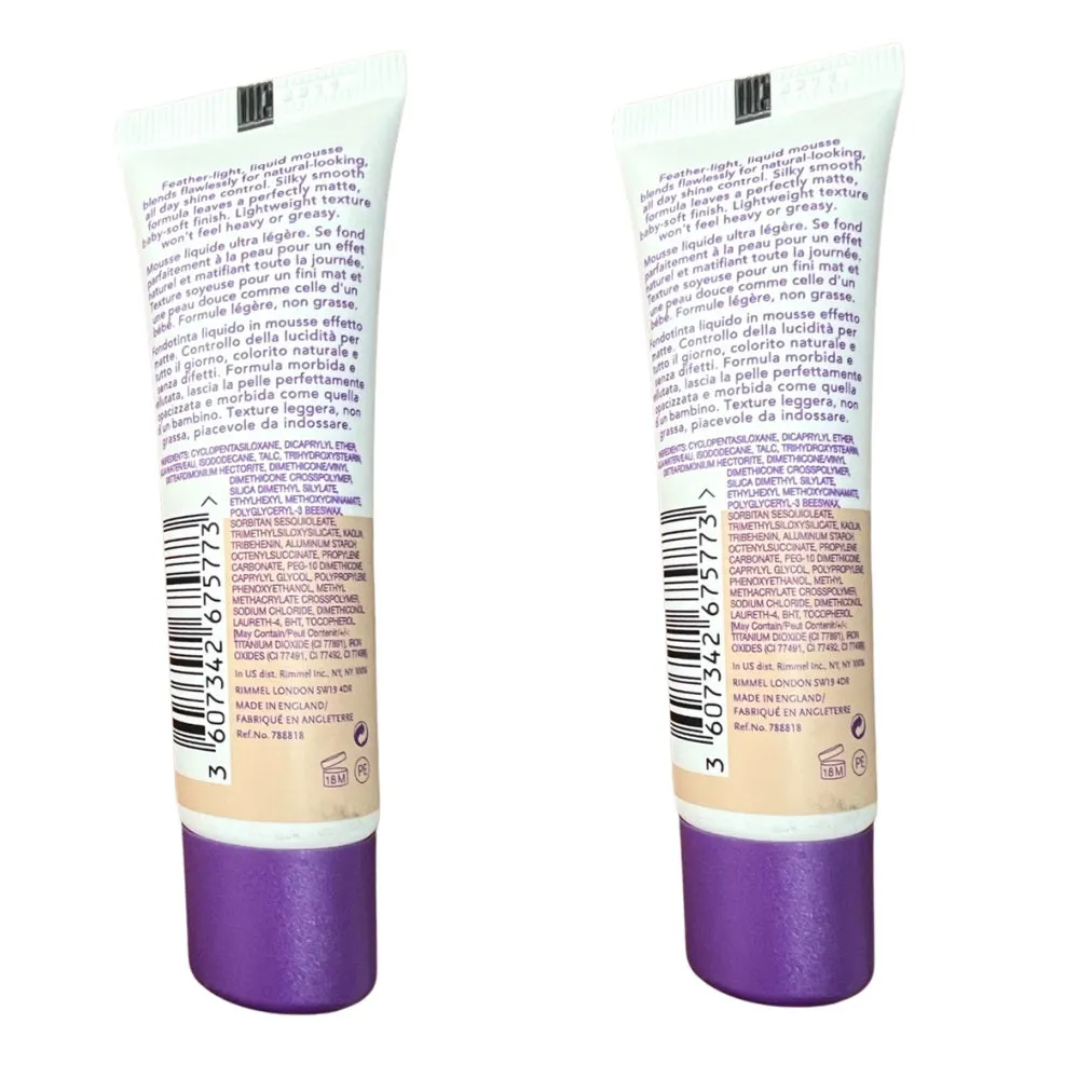 Pack of 2 Rimmel Stay Matte Liquid Mousse Foundation, Ivory 100