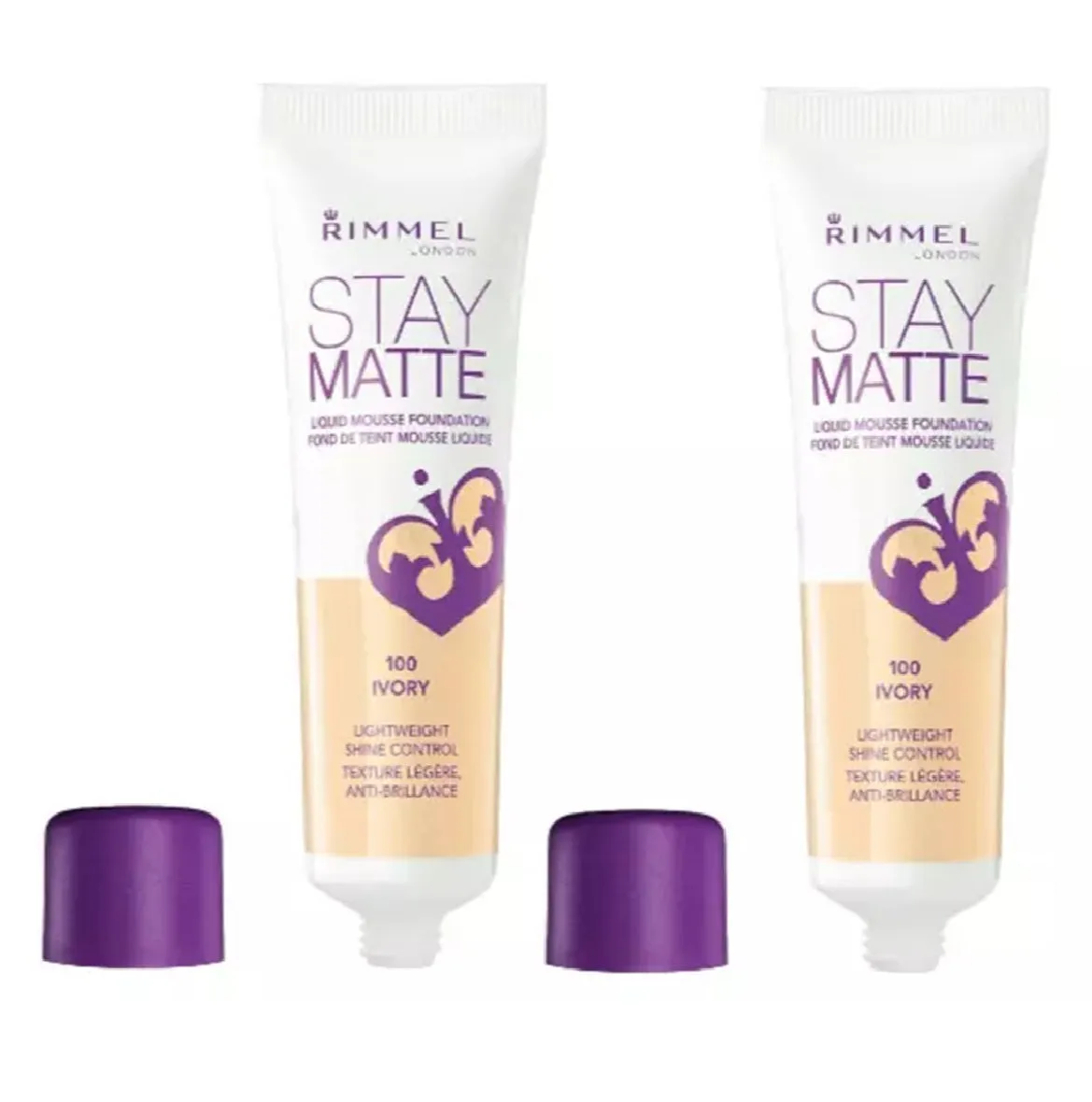 Pack of 2 Rimmel Stay Matte Liquid Mousse Foundation, Ivory 100