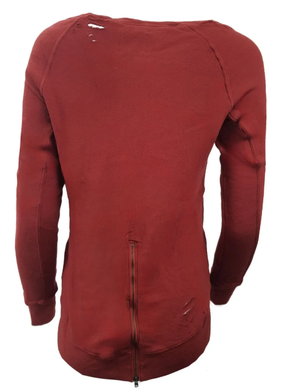 PAM & GELA Women's Red Brick Annie Destr Sweatshirt #B00F Petite X-Small NWT