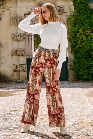 Patchwork Print High Waist Palazzo Pant Multi