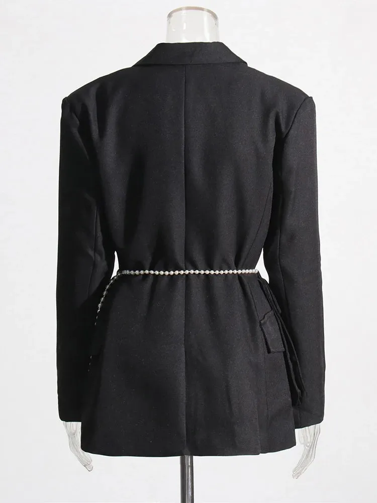 Pearls Blazers For Notched Collar Long Sleeve