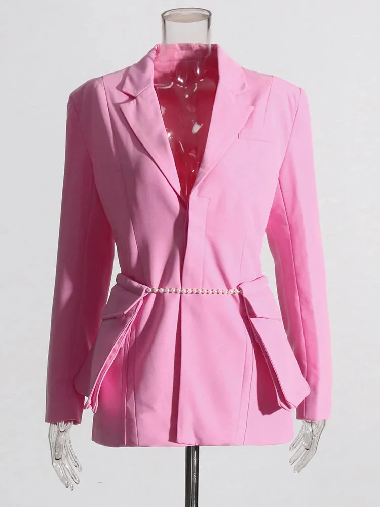 Pearls Blazers For Notched Collar Long Sleeve