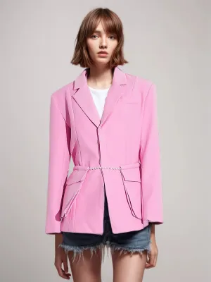 Pearls Blazers For Notched Collar Long Sleeve