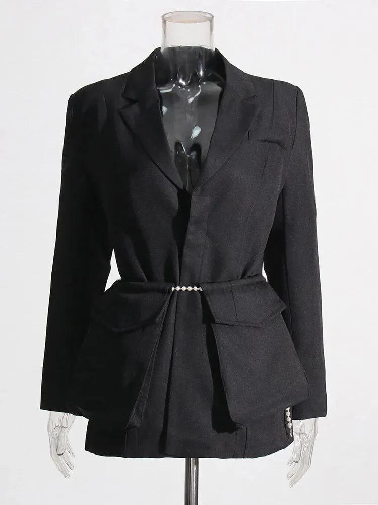 Pearls Blazers For Notched Collar Long Sleeve