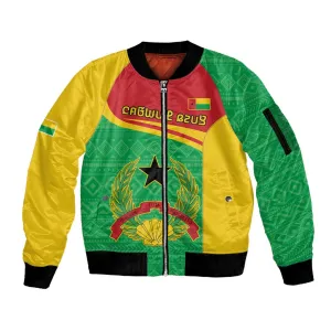 Personalised Afro Guinea Bissau Sleeve Zip Bomber Jacket Coat Of Arms Mix African Pattern LT15