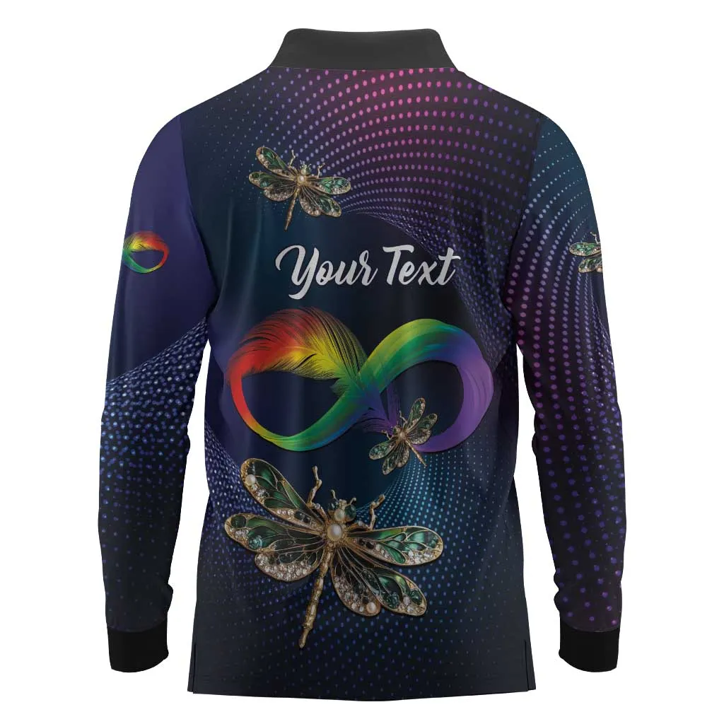 Personalized As Long As I Breathe You'll Be Remembered Long Sleeve Polo Shirt Luxury Dragonfly - Feather Infinity LT01