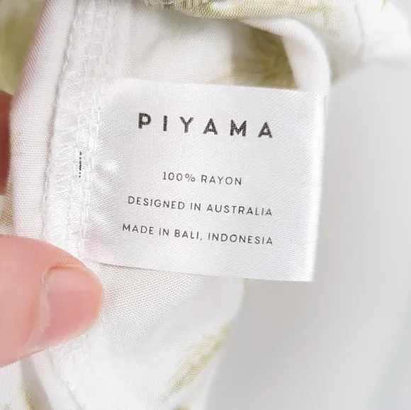 Piyama Maggie Pajama Set Vintage Palm Tree Olive Size Small