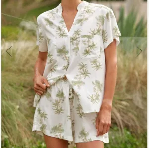 Piyama Maggie Pajama Set Vintage Palm Tree Olive Size Small
