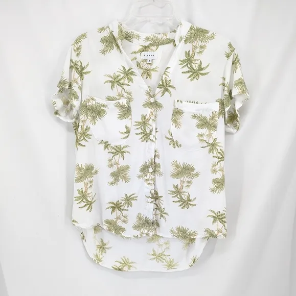 Piyama Maggie Pajama Set Vintage Palm Tree Olive Size Small