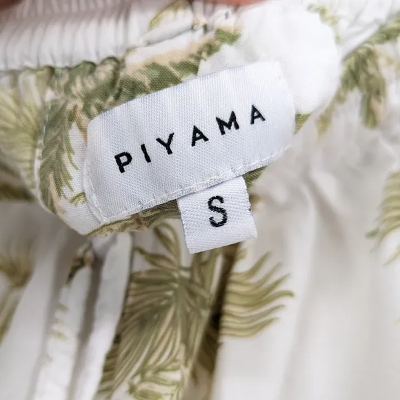 Piyama Maggie Pajama Set Vintage Palm Tree Olive Size Small