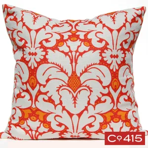Plumes Damask Pillow - Orange