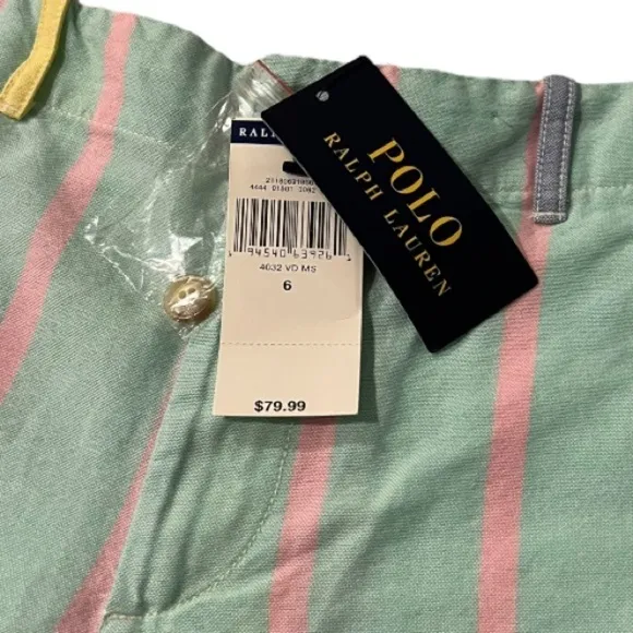 POLO RALPH LAURENCasual cotton Colorful Relaxed Striped shorts 6 NWT