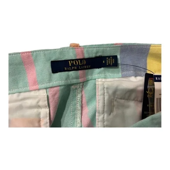 POLO RALPH LAURENCasual cotton Colorful Relaxed Striped shorts 6 NWT