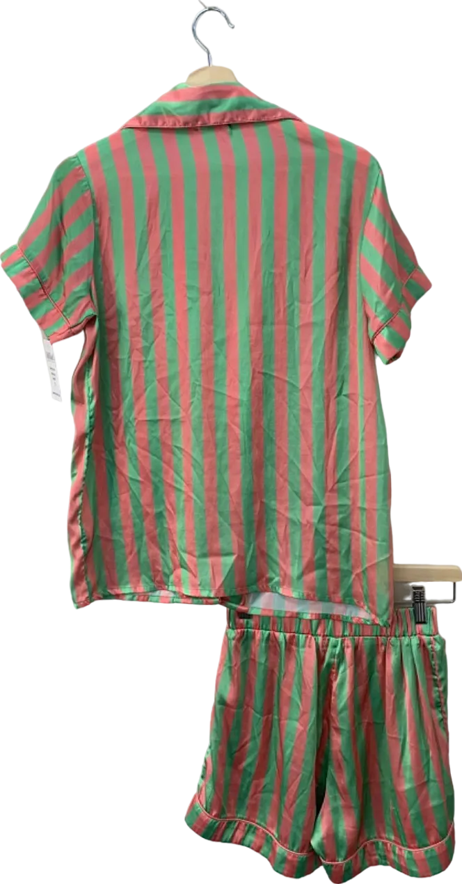 PrettyLittleThing Red and Green Striped Pyjama Set XS