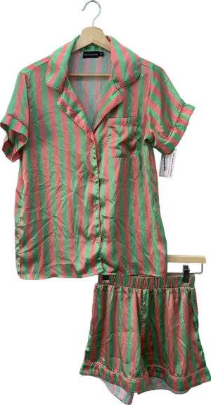PrettyLittleThing Red and Green Striped Pyjama Set XS