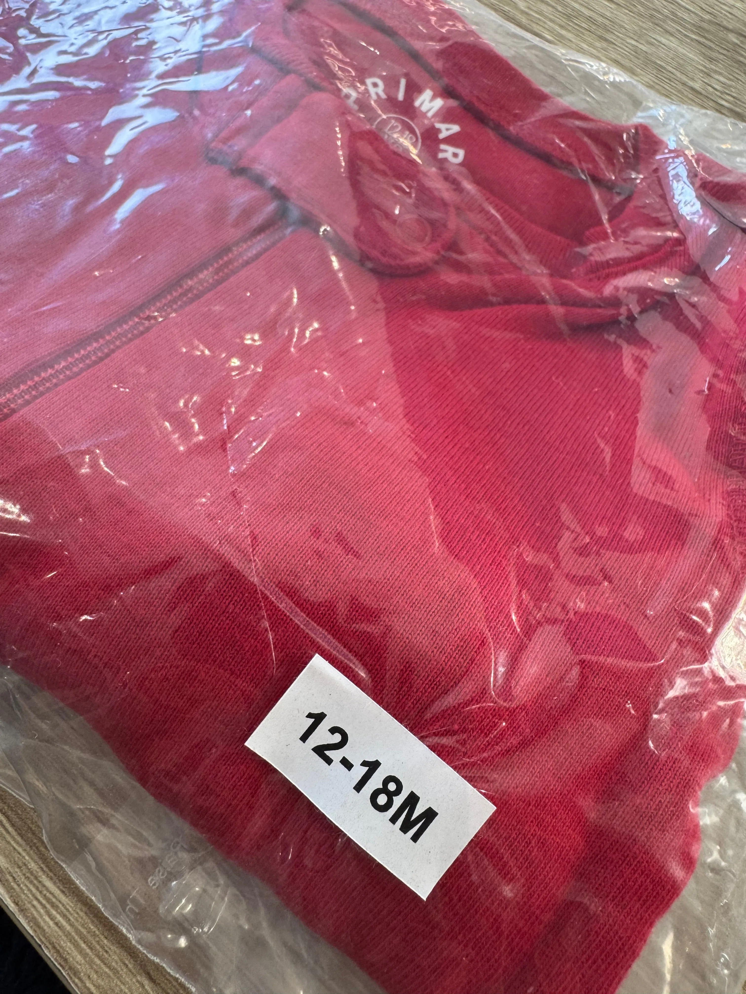 Primary Organic Sleepsuit - Plain dye Red (New) newborn to 18-24m