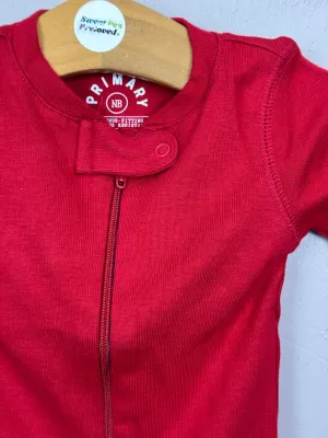 Primary Organic Sleepsuit - Plain dye Red (New) newborn to 18-24m