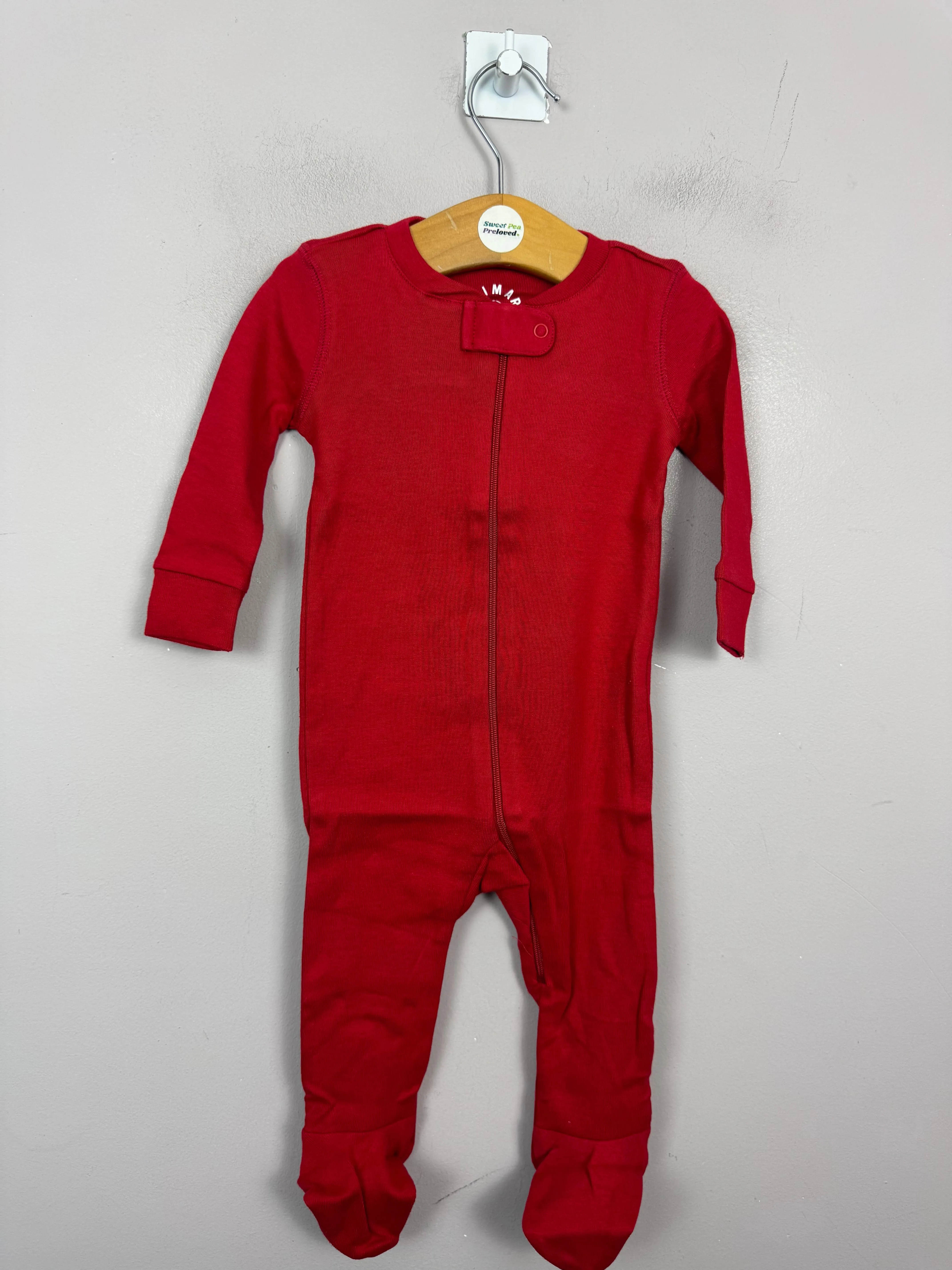 Primary Organic Sleepsuit - Plain dye Red (New) newborn to 18-24m
