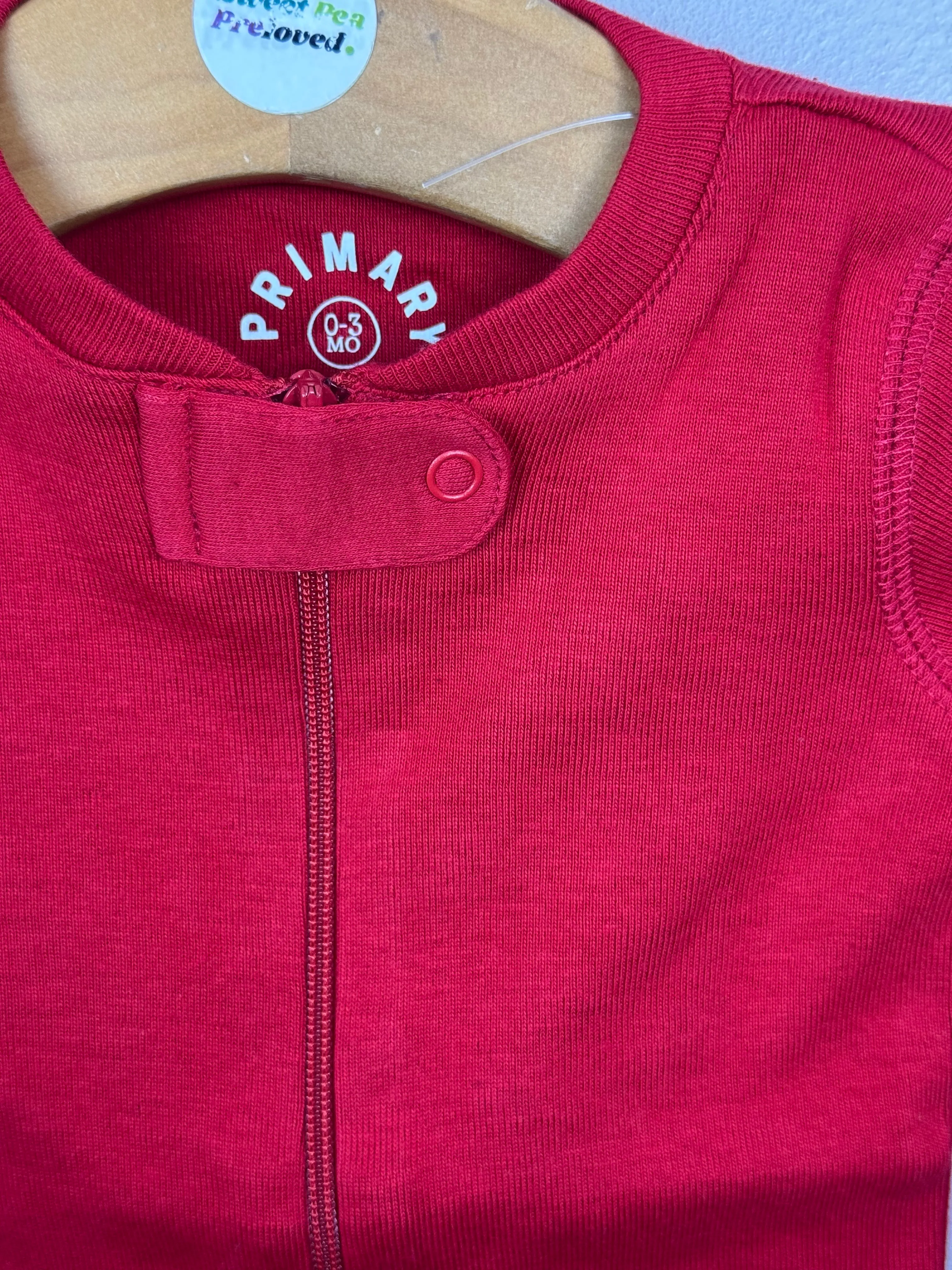 Primary Organic Sleepsuit - Plain dye Red (New) newborn to 18-24m