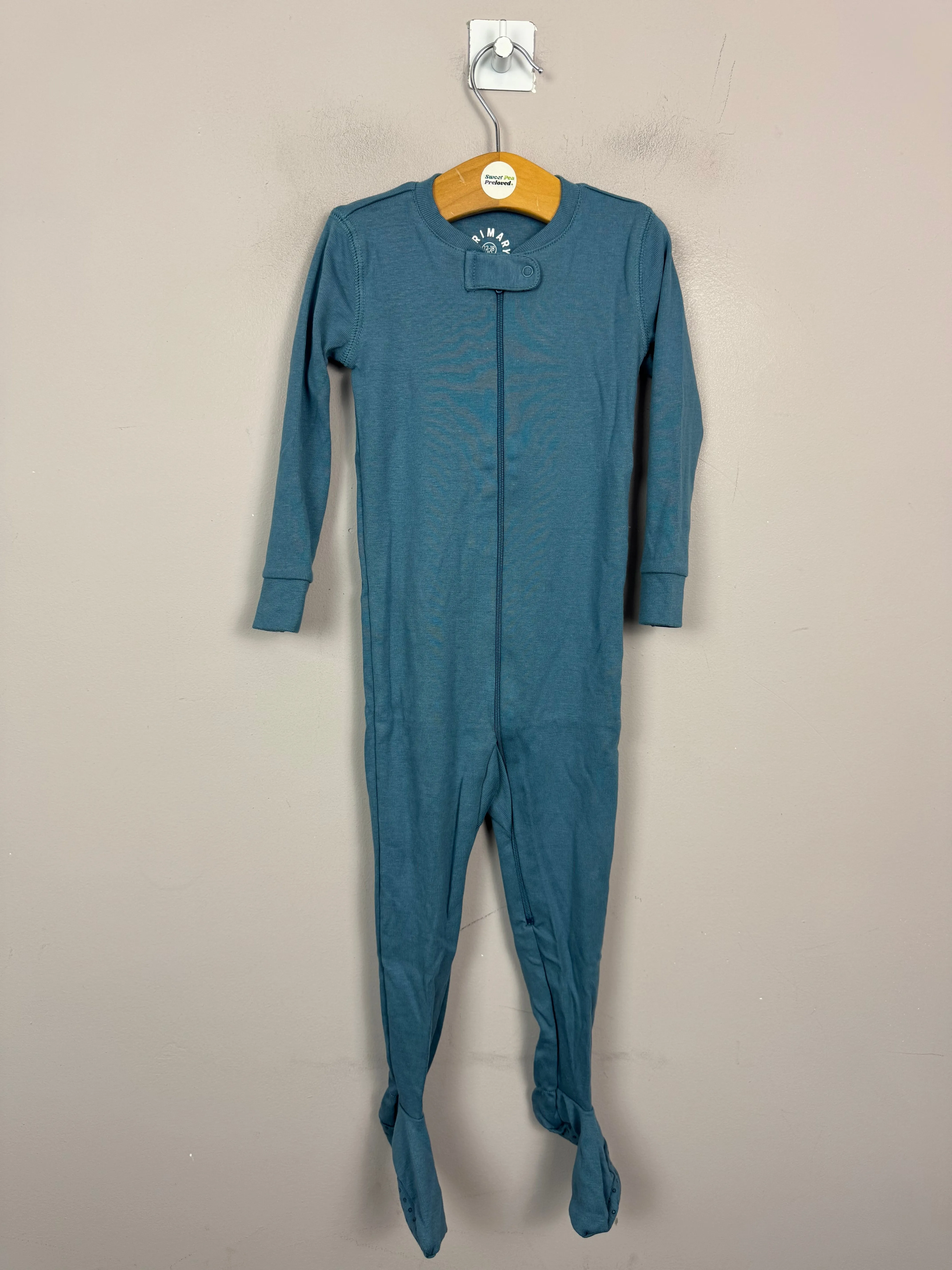 Primary Organic Sleepsuit - Plain dye, Slate Blue (New) newborn, 9-12, 12-18, 18-24m
