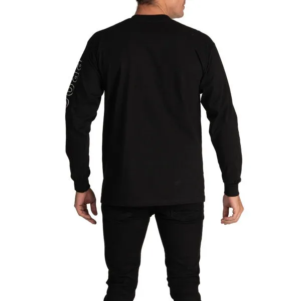 Pro Club Embroidered Box Logo Long Sleeve Heavyweight - BLACK