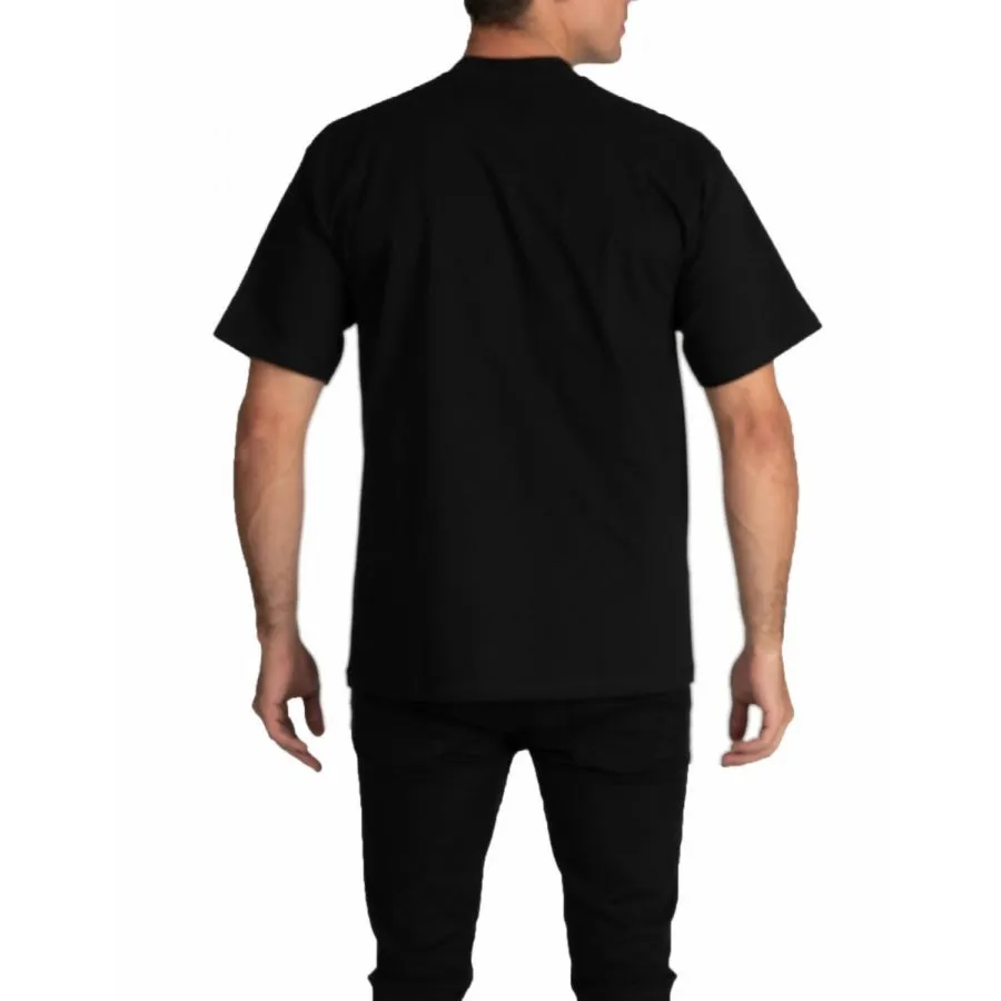 Pro Club Heavyweight Short Sleeve Embroidered Box Logo Tee - Black