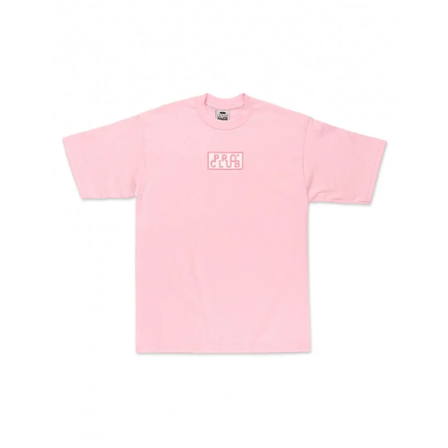 Pro Club Heavyweight Short Sleeve Embroidered Box Logo Tee - Pink