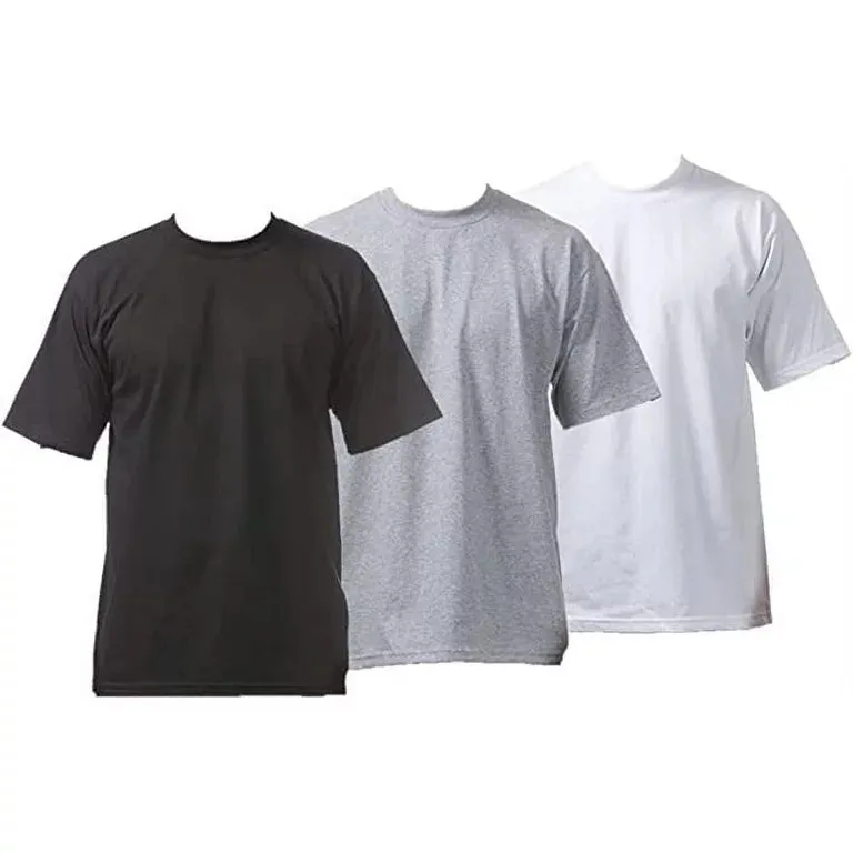 Pro Club Men's Heavyweight Cotton Short Sleeve Crew Neck T-Shirt 3 Pack