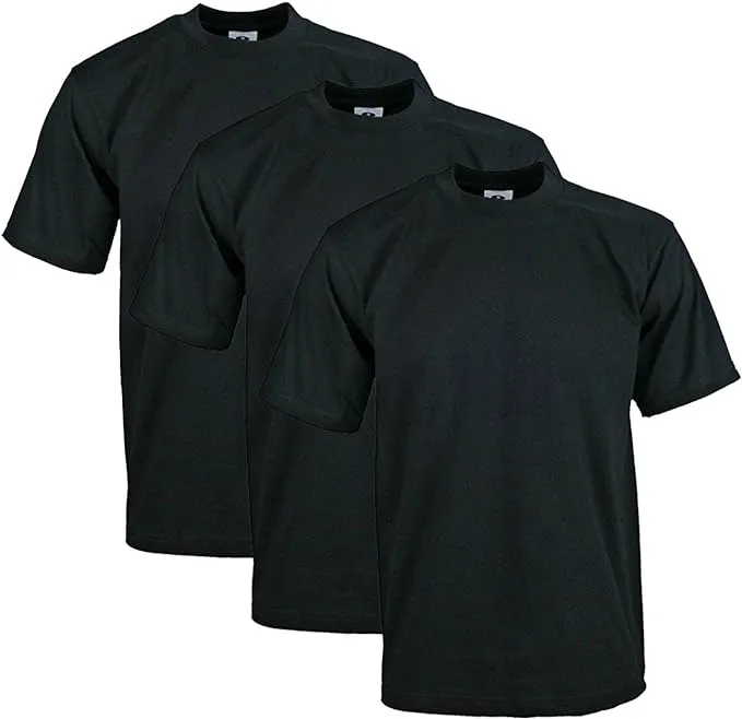 Pro Club Men's Heavyweight Cotton Short Sleeve Crew Neck T-Shirt 3 Pack