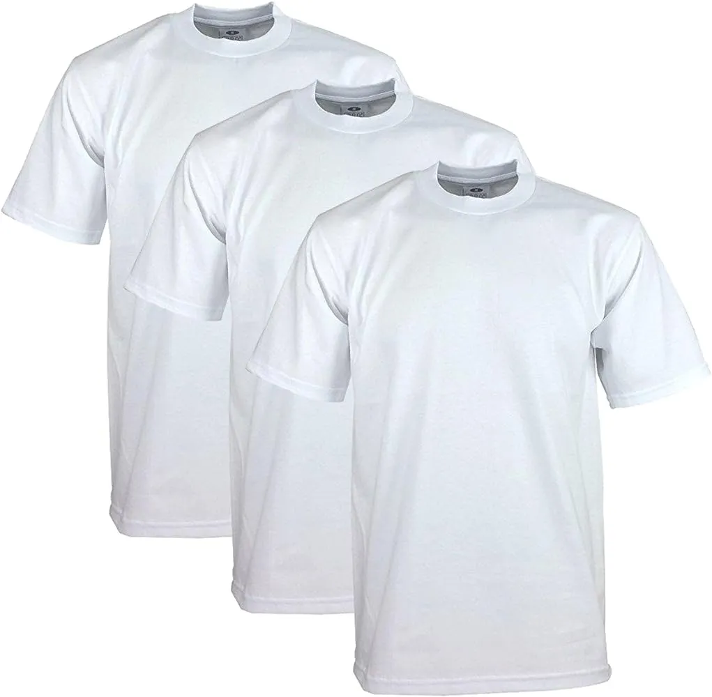 Pro Club Men's Heavyweight Cotton Short Sleeve Crew Neck T-Shirt 3 Pack
