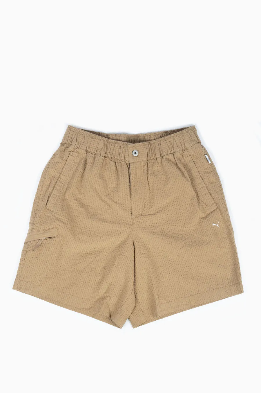 PUMA MMQ SEERSUCKER SHORTS TIGERS EYE