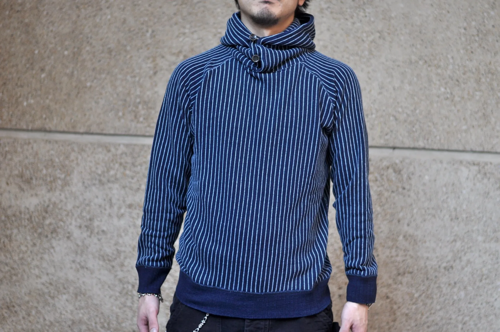 Pure Blue Japan Indigo Dyed "Stripes" Raglan Pullover