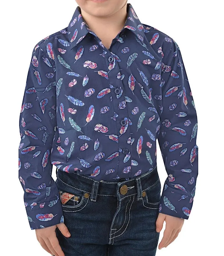 Pure Western Girls Harlene Print Long Sleeve Shirt - Navy/Multi