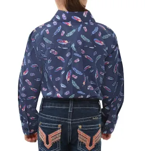 Pure Western Girls Harlene Print Long Sleeve Shirt - Navy/Multi