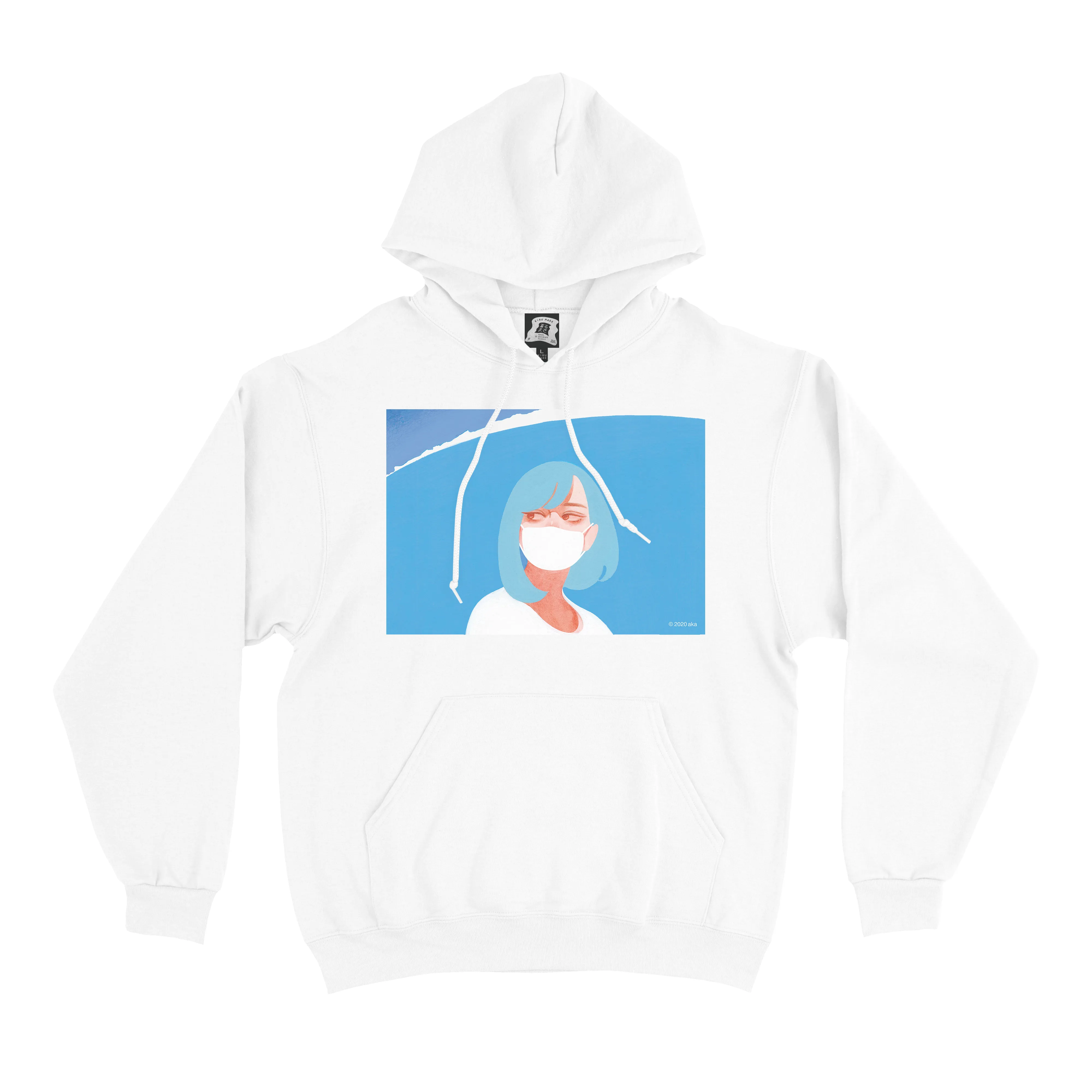 "Aka   Mask" Basic Hoodie White