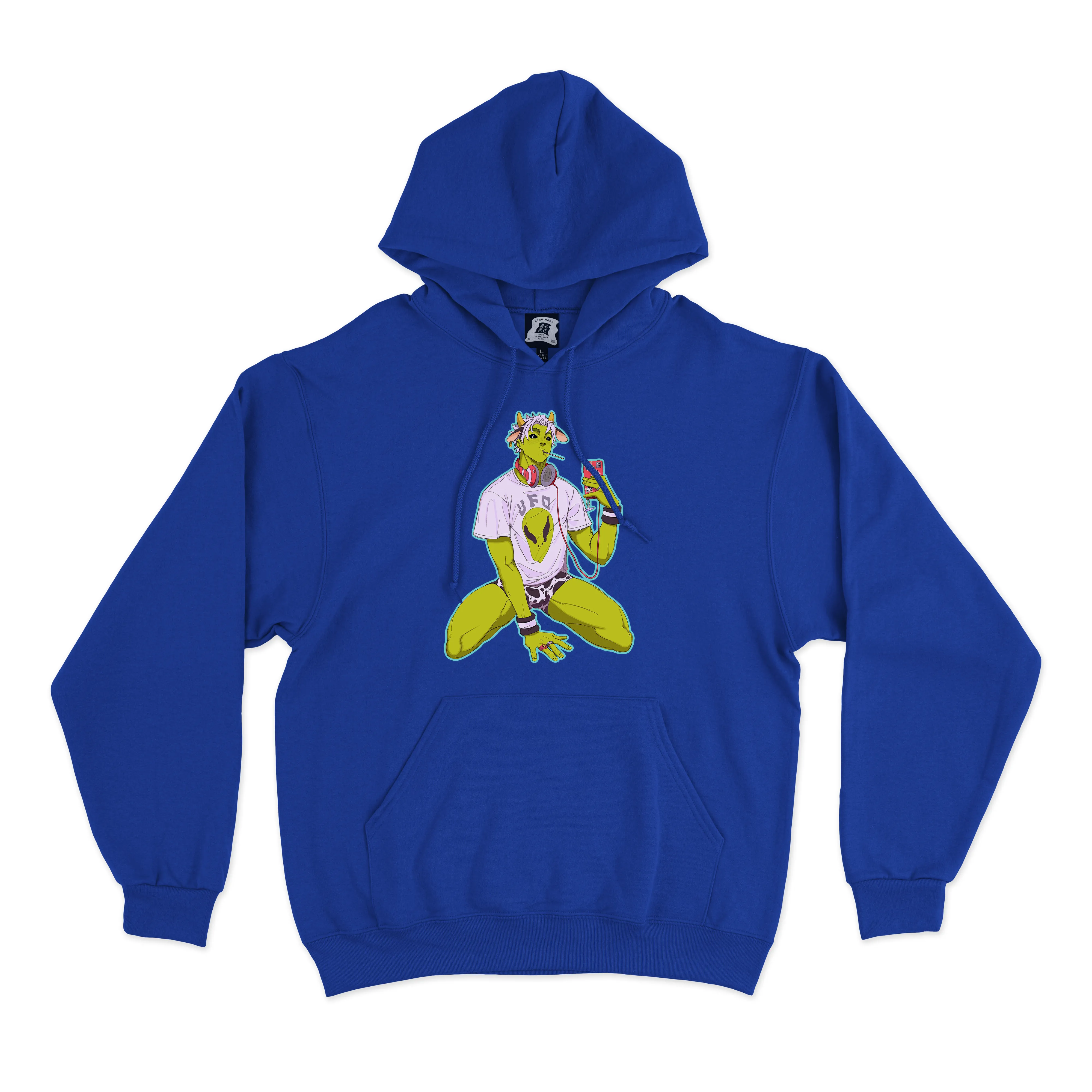 "Alien" Basic Hoodie Pink / Cobalt Blue