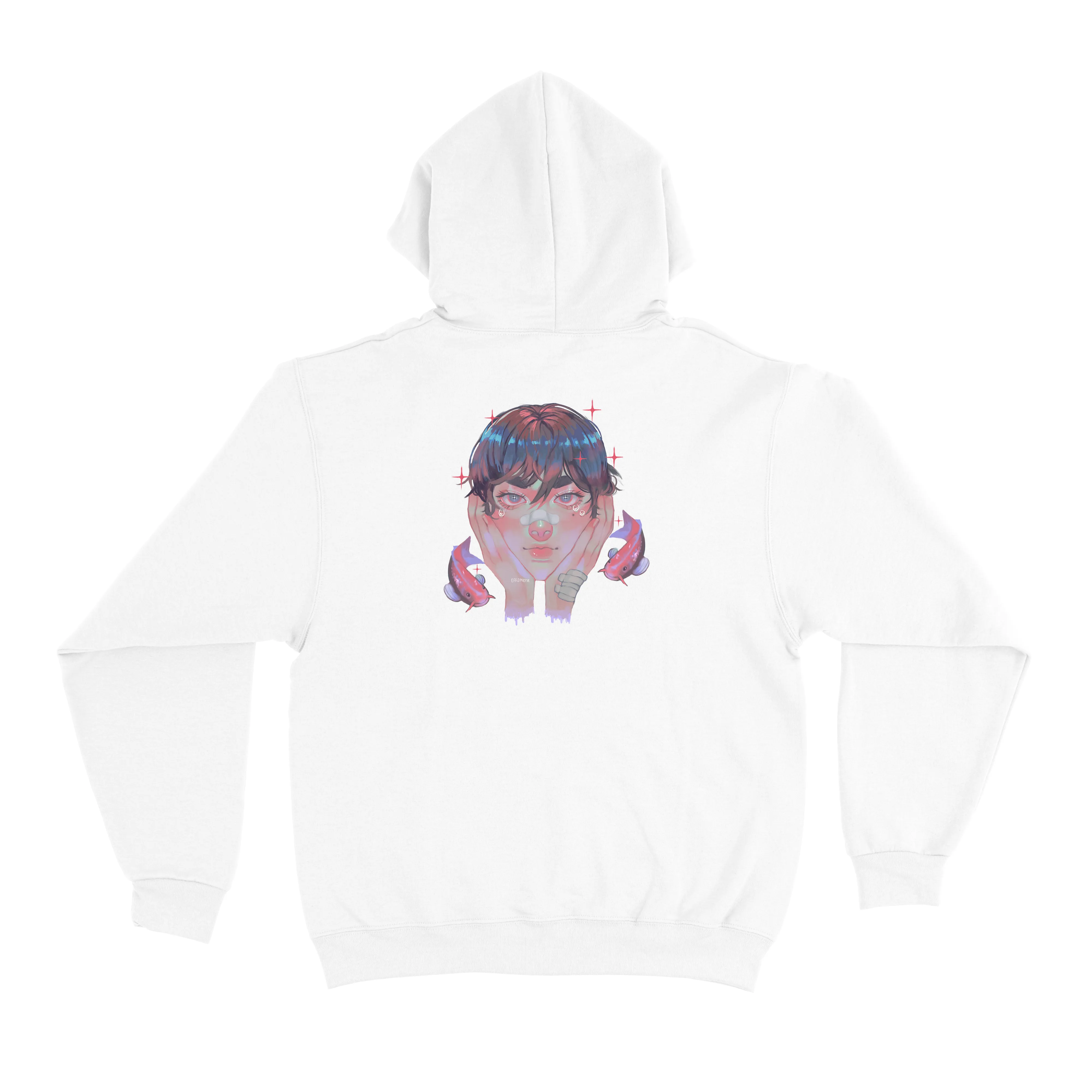 "Calm" Basic Hoodie White/Pink