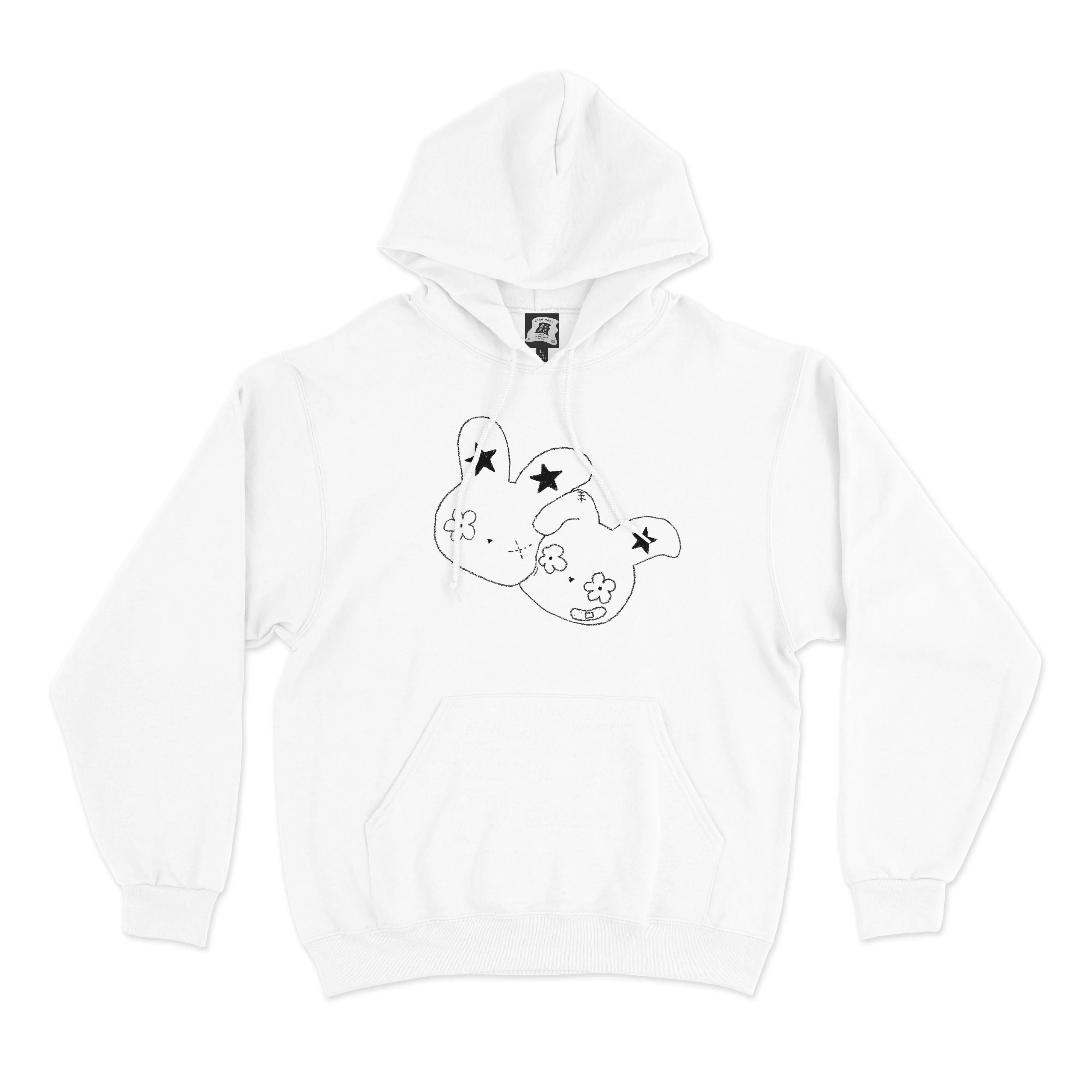 "Double Bunny" Basic Hoodie White/Black