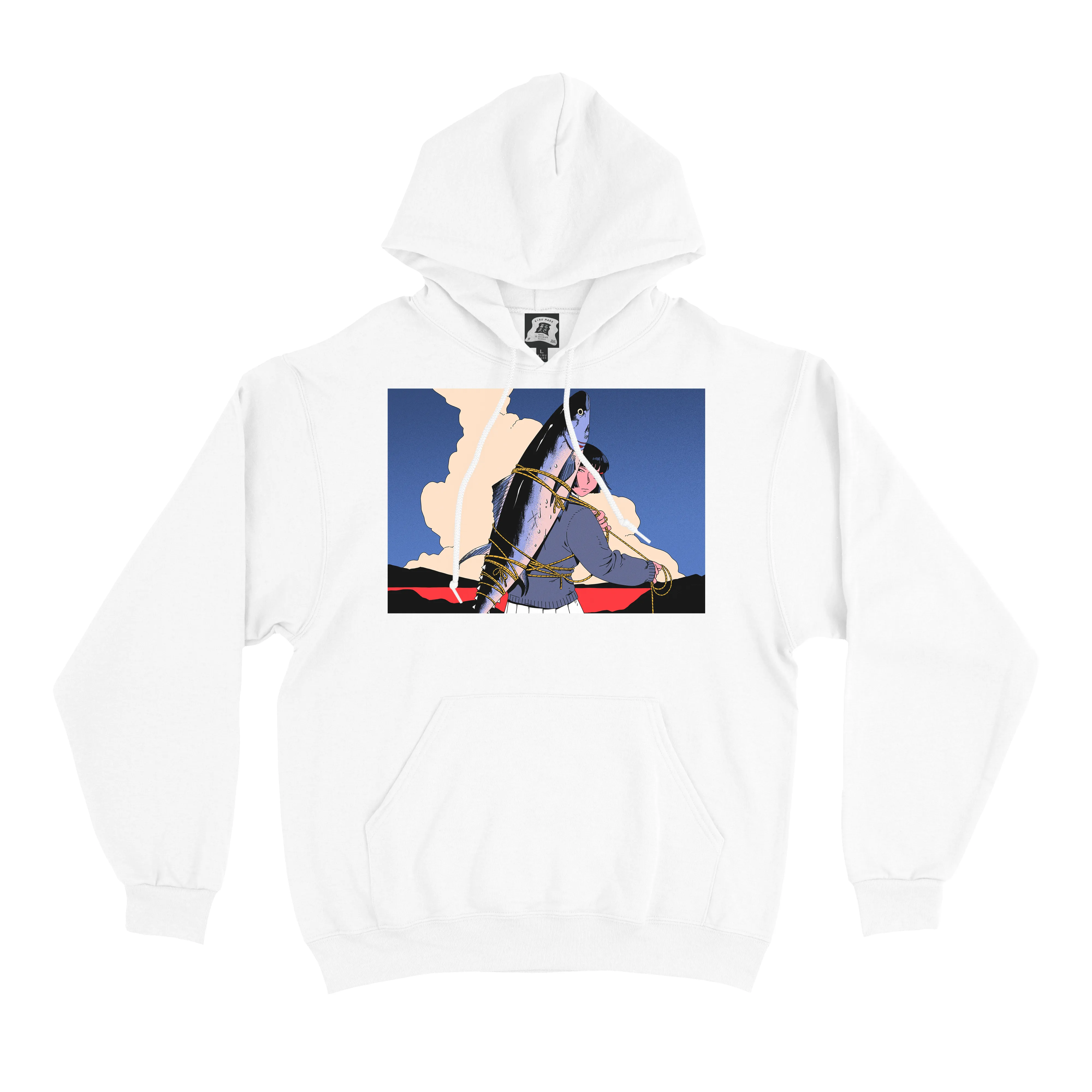"Fish Girl" Basic Hoodie White