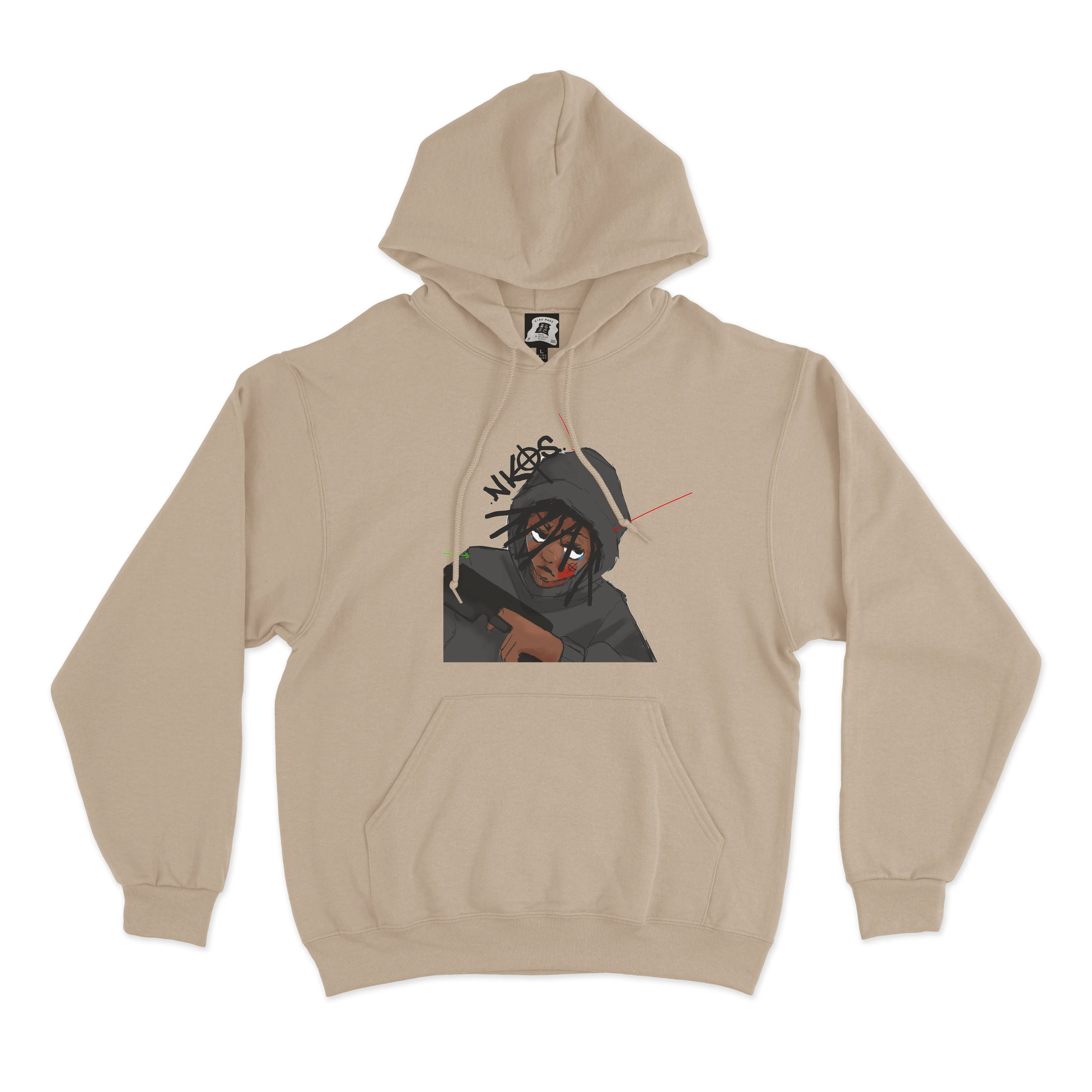 "Me Vs Me" Fleece Hoodie Beige