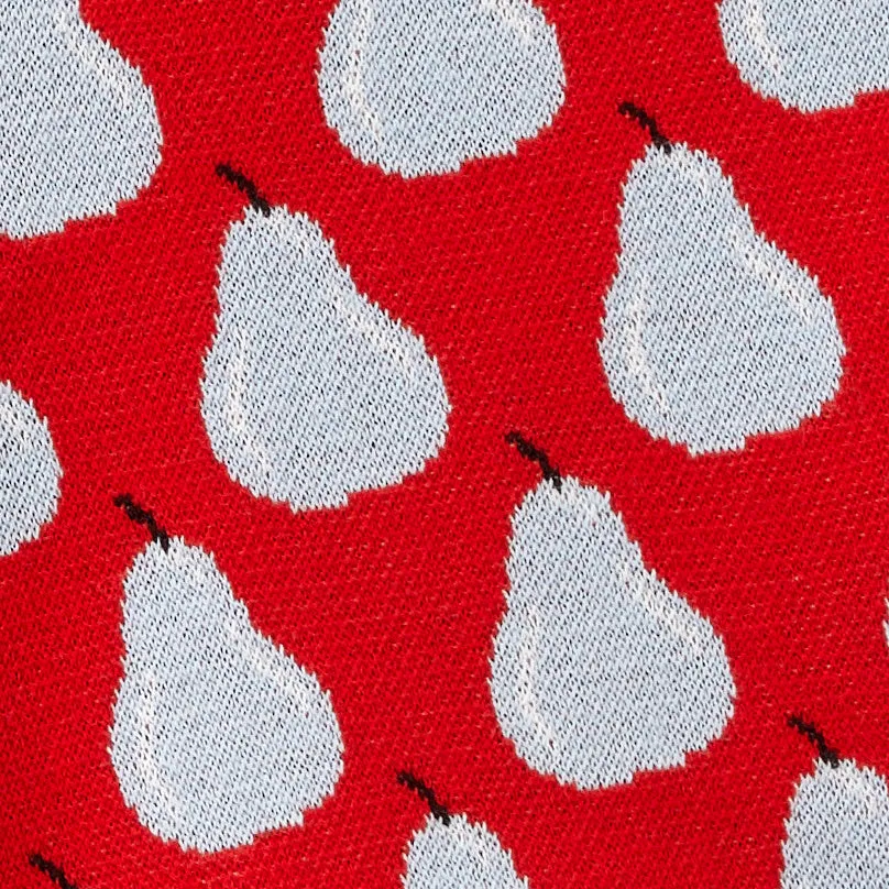RED BERMUDAS WITH PEAR PATTERN