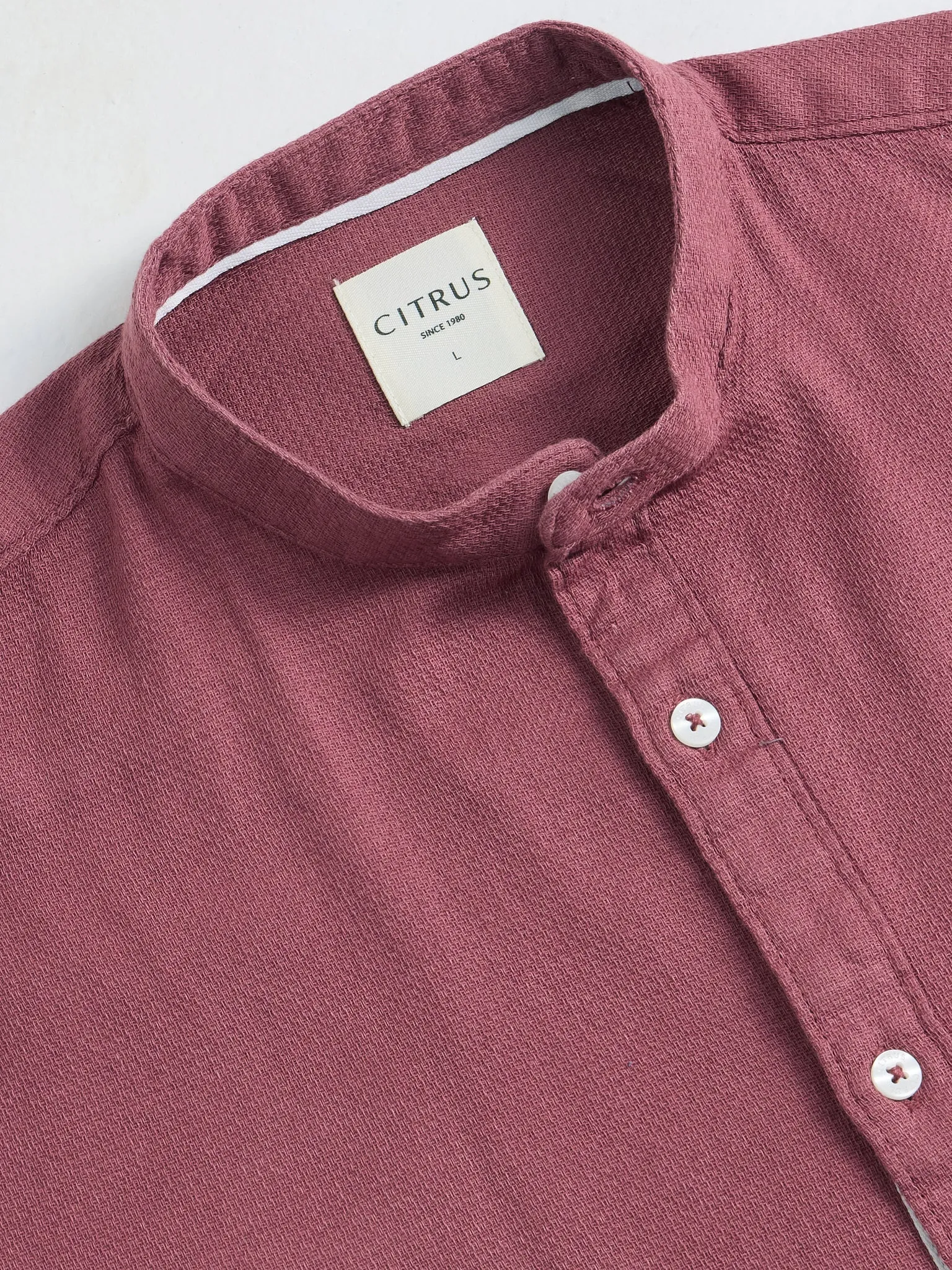 Red Chinese Collar Slim Fit Shirt