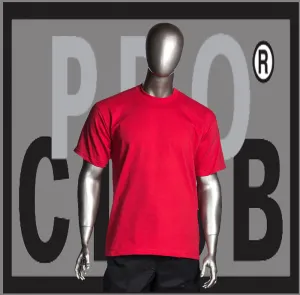 Red Short Sleeve Crew Neck Pro Club Heavyweight T Shirt